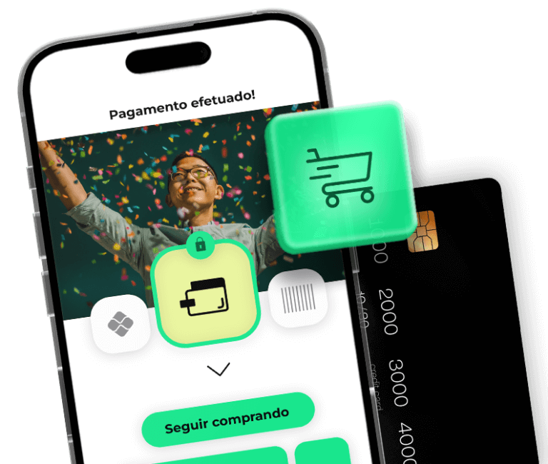 Tela de celular mostrando aplicação simulada de um sistema de pagamento